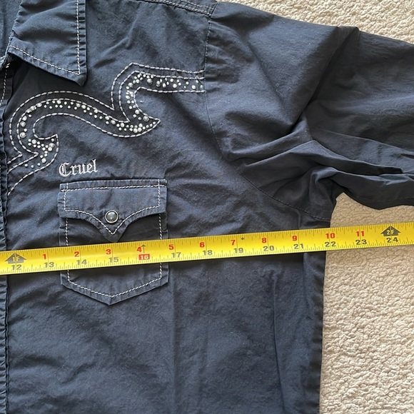 Cruel Western Shirt Pearl Snap Rhinestone Black Button Down Women’s M Goth Top - Picture 11 of 12